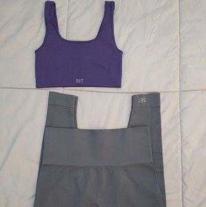 SETACTIVE sculptflex LIMITED EDITION OUTFIT steel leggings & bra purple SEAMLESS